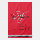 Father Of Bride Gift Monogram Name Rustic Chic Red キッチンタオル (縦)