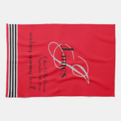 Father Of Groom Gift Monogram Name Rustic Chic Red キッチンタオル (横)