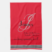 Father Of Groom Gift Monogram Name Rustic Chic Red キッチンタオル (縦)