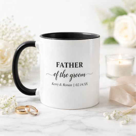 Father of the Groom Black and White Personalized マグカップ