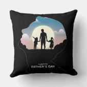 Father Profile Silhouette With Sunset Family クッション (裏面)