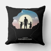Father Profile Silhouette With Sunset Family クッション (正面)
