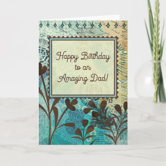 Father’s Birthday Strong Teal and Brown Abstract カード (正面)