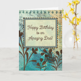 Father’s Birthday Strong Teal and Brown Abstract カード