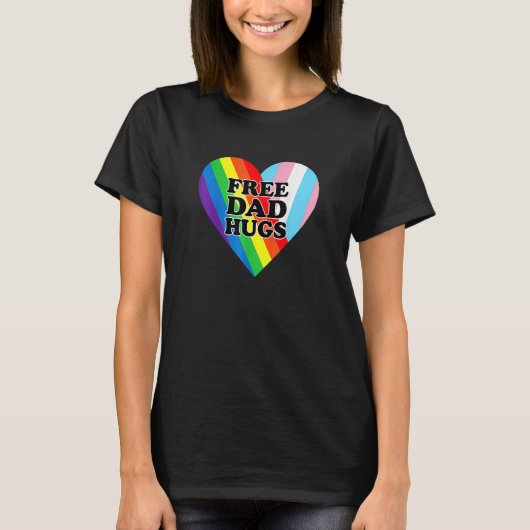 Father s Day 2023 Free Dad Hugs Transgender Rainbo Tシャツ (正面)