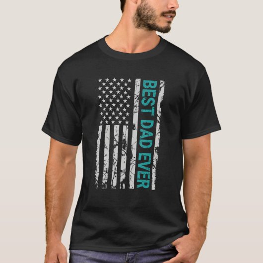 Father s day Best dad ever with US american flag 2 Tシャツ (正面)