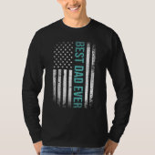 Father s day Best dad ever with US american flag 3 Tシャツ (正面)