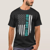 Father s Day Best Pops Ever US American Flag 4th o Tシャツ (正面)