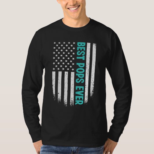 Father s Day Best Pops Ever US American Flag 4th o Tシャツ (正面)