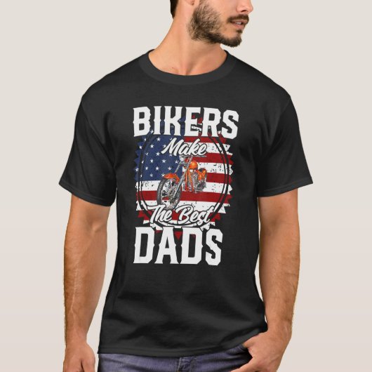 Father s Day Biker Red Flamed Motorcyccle Tシャツ (正面)