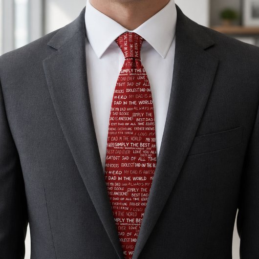 Father’s Day Gift Script Typography Pattern Red ネクタイ
