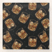 Father’s Day Whiskey Lover Coasters for Dad ガラスコースター (正面)