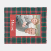 Father Son Red Greenのカスタム写真 フリースブランケット (正面(横))