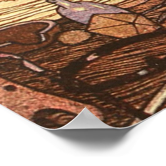 Father Time Vintage New Year ポスター (角)