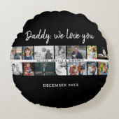 Father with Kids Family Dad 14 Photo Collage  ラウンドクッション (正面)
