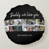 Father with Kids Family Dad 14 Photo Collage  ラウンドクッション (裏面)