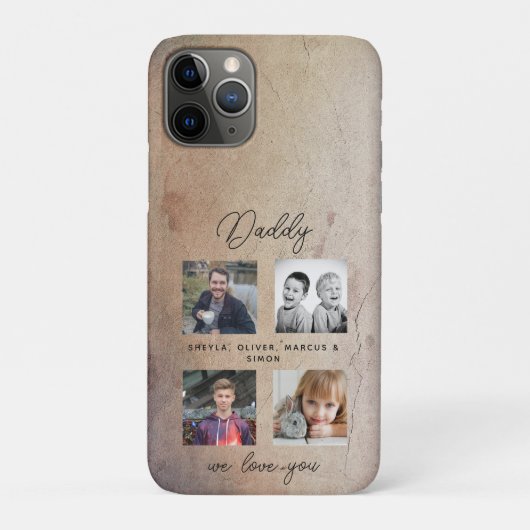 Father with Kids Family Daddy 4 Photo Collage Case-Mate iPhoneケース (裏)