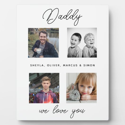 Father with Kids Family Daddy Photo Collage フォトプラーク (正面)