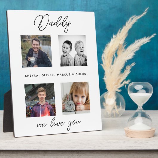 Father with Kids Family Daddy Photo Collage フォトプラーク (側面)