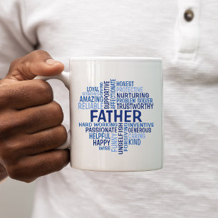 Father Word Cloud Coffee Mugの色合い(青) コーヒーマグカップ