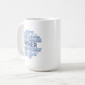 Father Word Cloud Coffee Mugの色合い(青) コーヒーマグカップ (正面左)