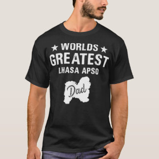 Father Worlds Greatest Lhasa Apso Dog Dad Paw Cute Tシャツ