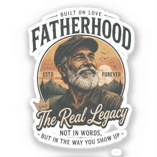 Fatherhood The Real Legacy ヴィンテージ父の日 シール (正面)