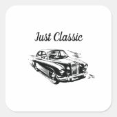 Father's Day タイポグラフィーデザイン Just Classic Car スクエアシール (正面)