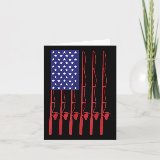 Fathers Day 4th Of July Fishing American Flag カード (正面)