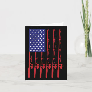 Fathers Day 4th Of July Fishing American Flag  カード