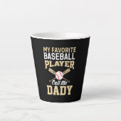 Father's Day Baseball Player Call Me Dad カフェラテマグ (正面)