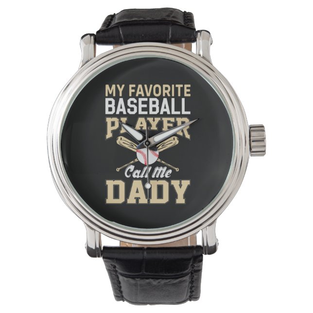 Father's Day Baseball Player Call Me Dad 腕時計 (正面)
