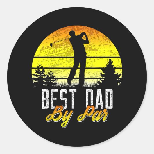 Fathers Day Best Dad By Par Funny Golf Pun Golfer ラウンドシール (正面)