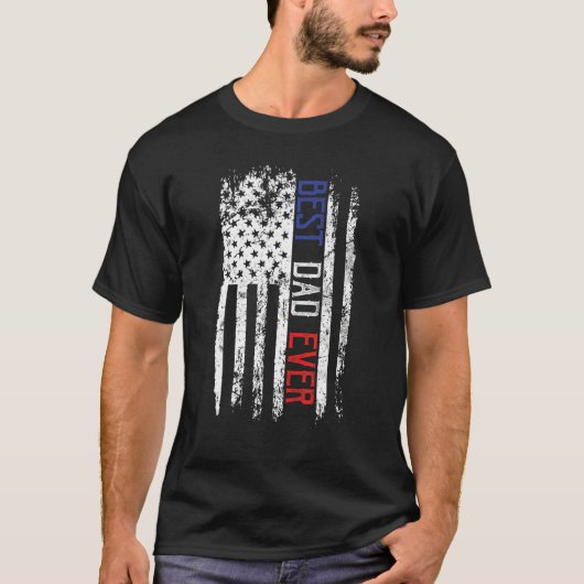 Father's Day Best Dad Ever With Us American Flag Tシャツ (正面)