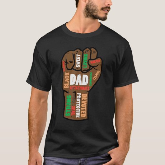 Fathers Day Black Dad Fist Words African Papa Dadd Tシャツ (正面)