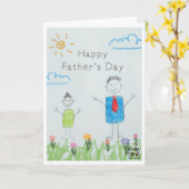 Father's Day - Boy's Drawing カード (黄色い花)