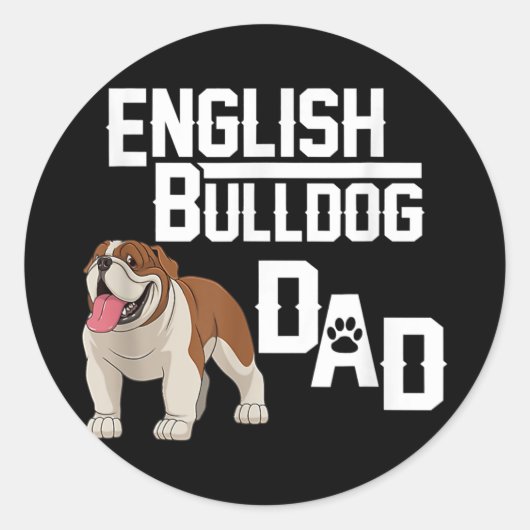 Father's Day Cool English Bulldog Dad Outfit For ラウンドシール (正面)