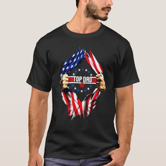 Father's Day Cool Top Dad American Flag Tシャツ (正面)