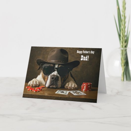 Fathers Day Cute Dog with Cowboy Hat Blackjack カード (正面)