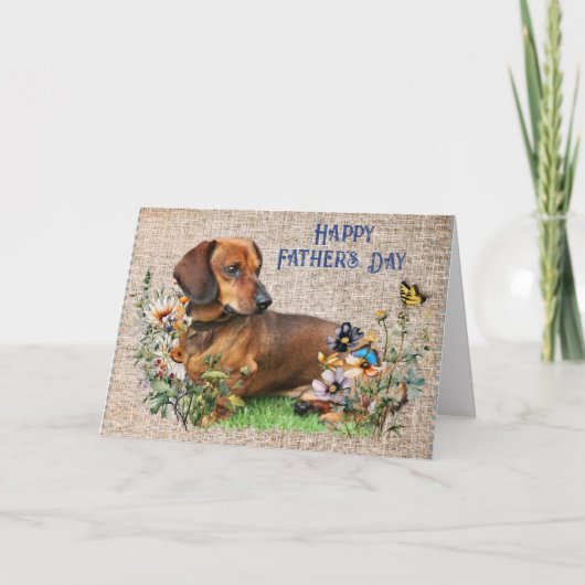 Fathers Day Dachshund Custom Message カード (正面)