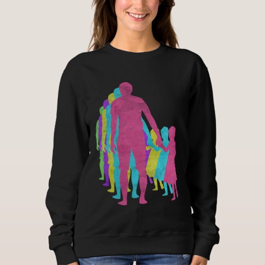 Fathers Day Daughter Holding Hand Love 80s Colors スウェットシャツ (正面)