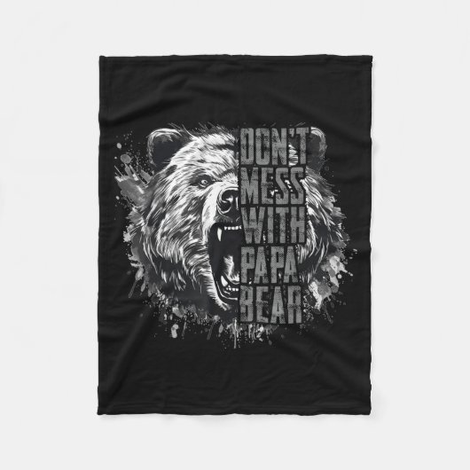 Father's Day Don't Mess With Papa Bear フリースブランケット (正面)