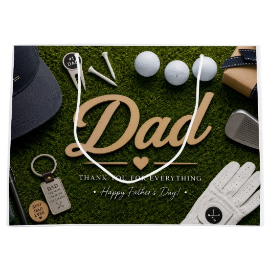Father's Day for Golf Dad ラージペーパーバッグ (正面)