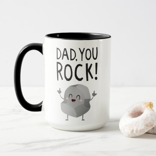 Fathers Day gift Dad, you rock! Cool Funny Kawaii  マグカップ (ドーナツ付き)