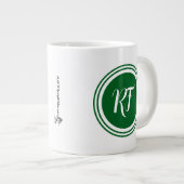 Fathers Day Golf Dad Green Script Circle Monogram ジャンボコーヒーマグカップ (正面右)