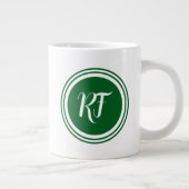 Fathers Day Golf Dad Green Script Circle Monogram ジャンボコーヒーマグカップ (右)