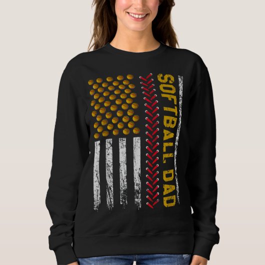 fathers day greatest best softball dad daddy fathe スウェットシャツ (正面)