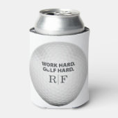 Fathers Day Money Game Work Hard Golf Hard Mono 缶クーラー (缶正面)