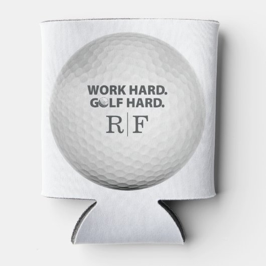 Fathers Day Money Game Work Hard Golf Hard Mono 缶クーラー (正面)