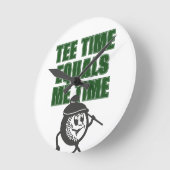 Fathers Day Office Golf Dad Tee Time Equals Me ラウンド壁時計 (傾斜)
